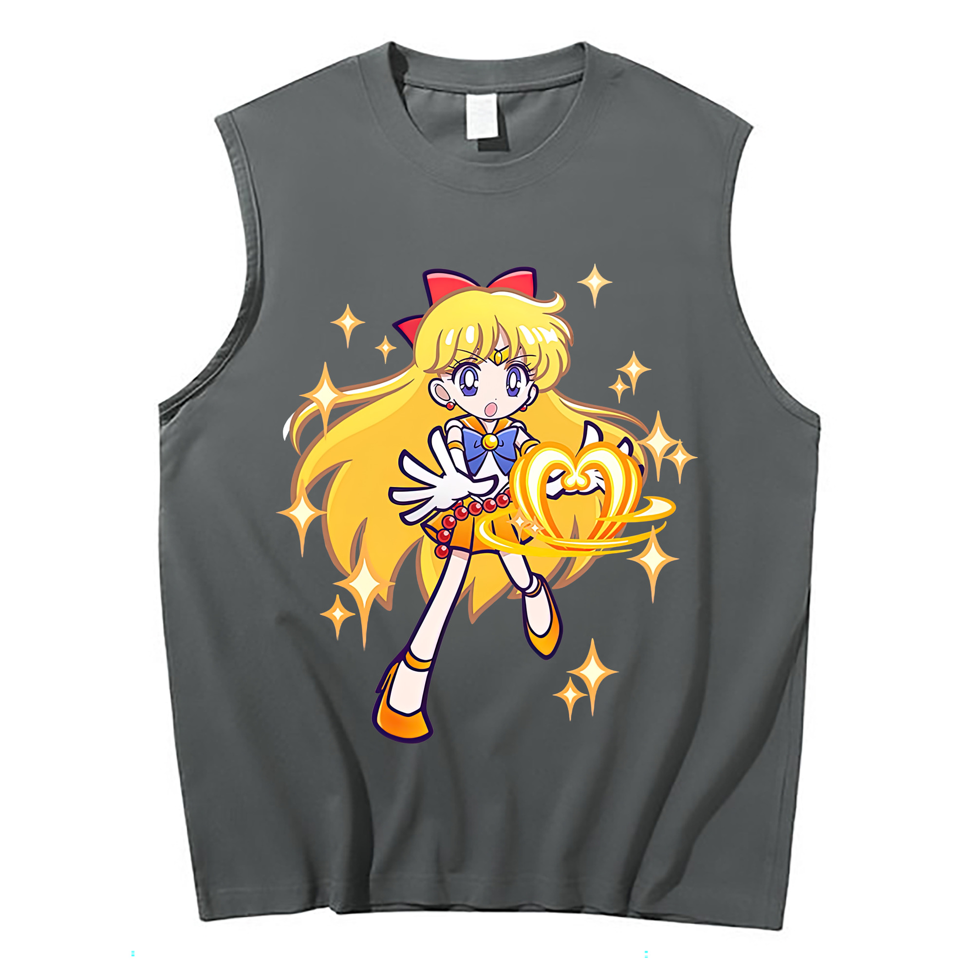 （画像用） 美少女戦士セーラームーン 愛野 美奈子 あいの みなこ Sailor Moon Aino Minako コットン100％タンクトップ（フロントプリント）
